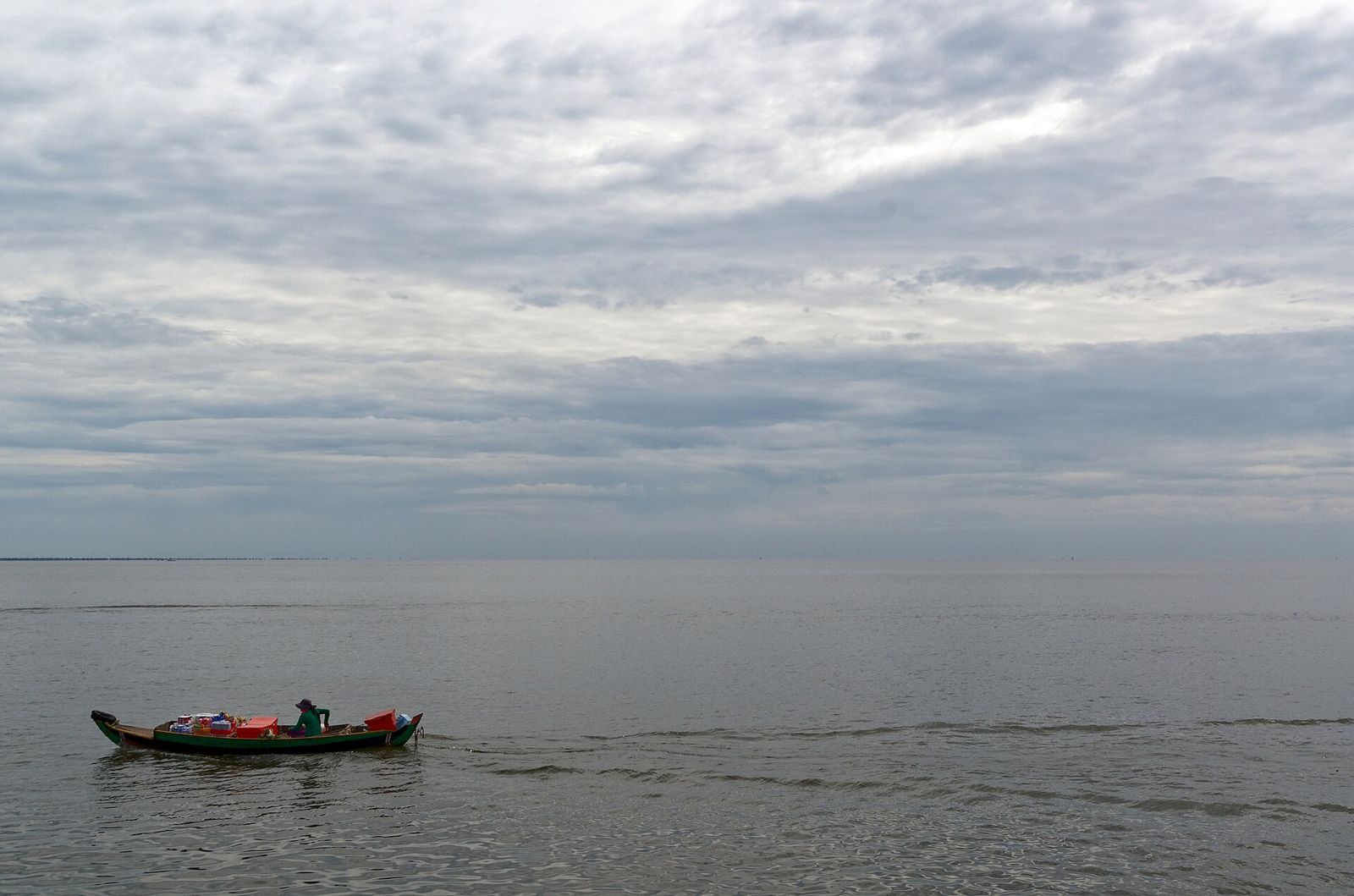 Floating village houses on the Tonle Sap lake near Siem Reap