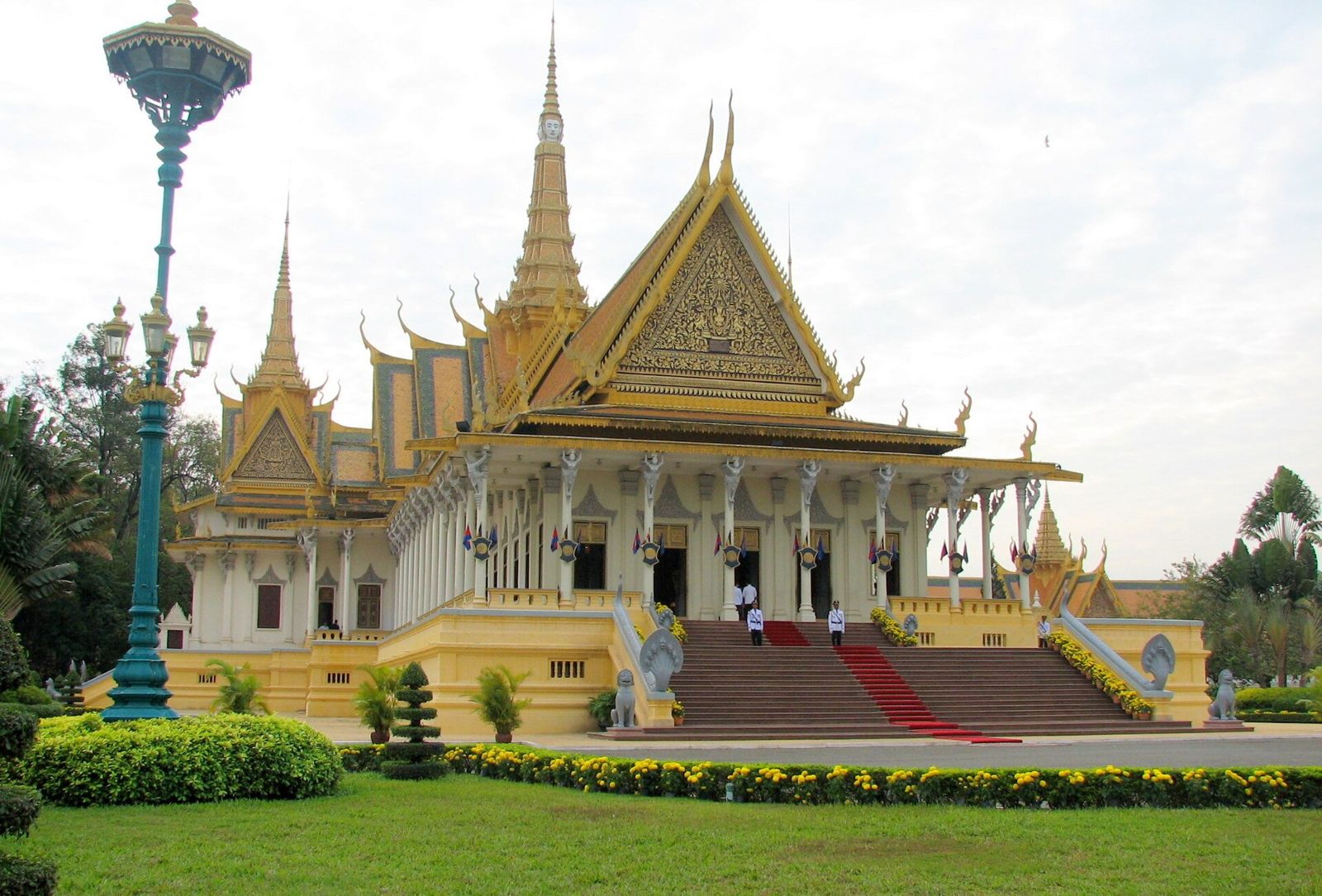 The Royal Palace complex in Phnom Penh with Khmer-style golden roofs